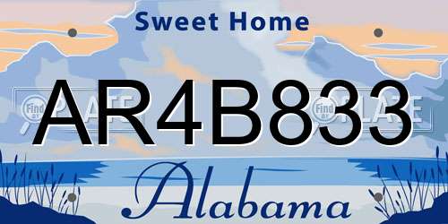 AR4B833 Alabama License Plate