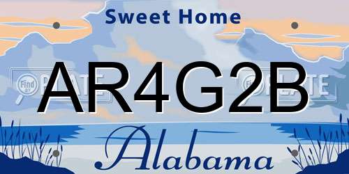 AR4G2B Alabama License Plate