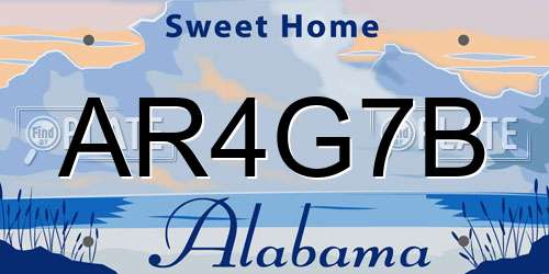 AR4G7B Alabama License Plate