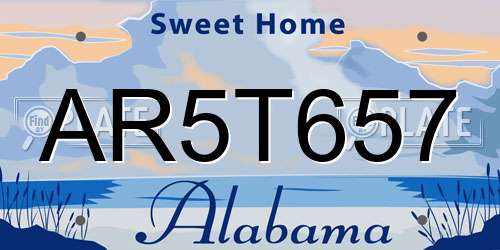 AR5T657 Alabama License Plate