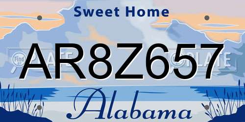 AR8Z657 Alabama License Plate