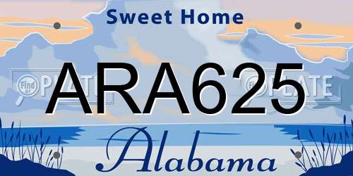 ARA625 Alabama License Plate
