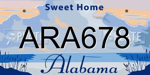 ARA678 Alabama License Plate