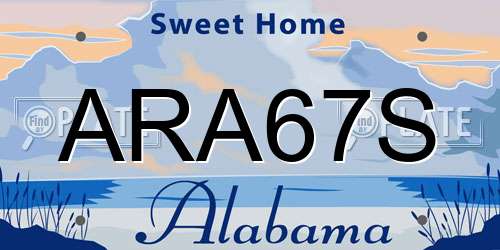 ARA67S Alabama License Plate
