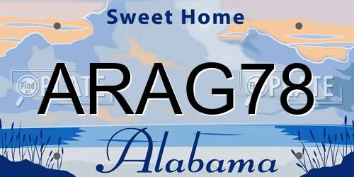 ARAG78 Alabama License Plate