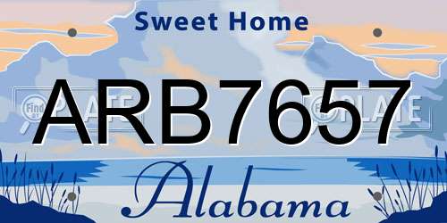 ARB7657 Alabama License Plate