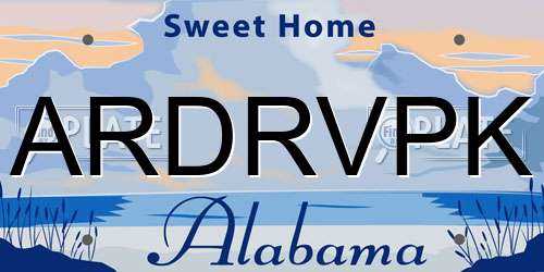 ARDRVPK Alabama License Plate