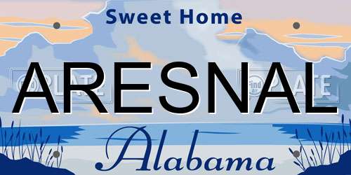 ARESNAL Alabama License Plate