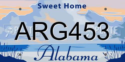 ARG453 Alabama License Plate