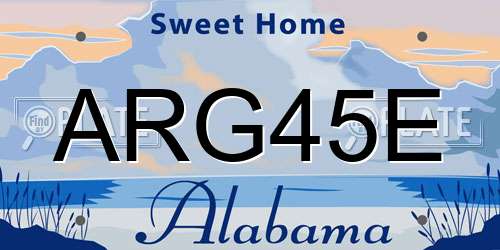 ARG45E Alabama License Plate