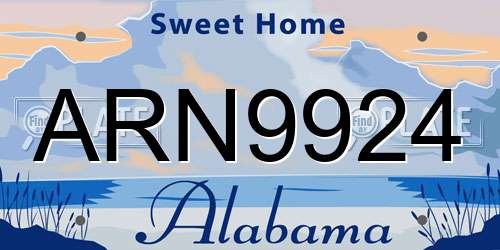 ARN9924 Alabama License Plate