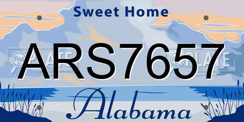 ARS7657 Alabama License Plate