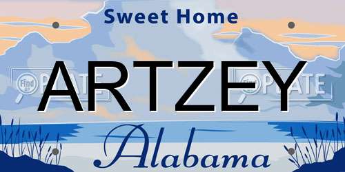 ARTZEY Alabama License Plate