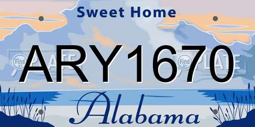 ARY1670 Alabama License Plate