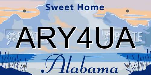 ARY4UA Alabama License Plate
