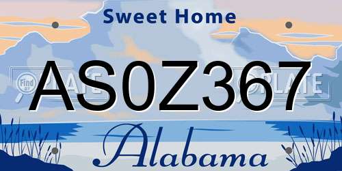 AS0Z367 Alabama License Plate