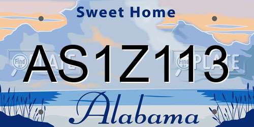 AS1Z113 Alabama License Plate