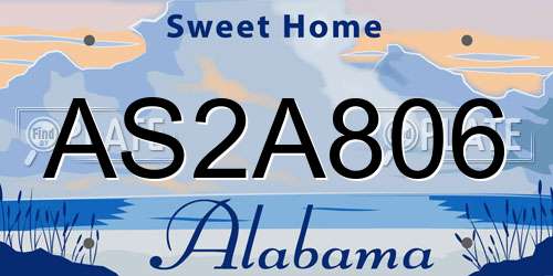 AS2A806 Alabama License Plate