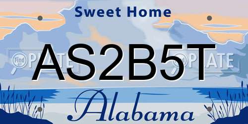 AS2B5T Alabama License Plate