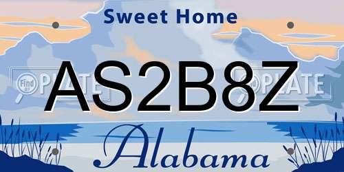 AS2B8Z Alabama License Plate