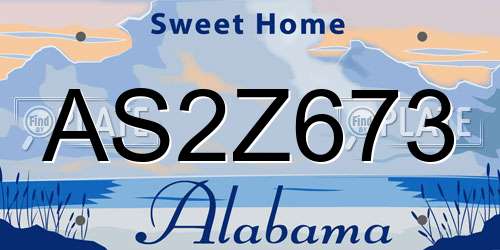 AS2Z673 Alabama License Plate