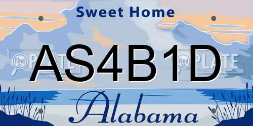 AS4B1D Alabama License Plate