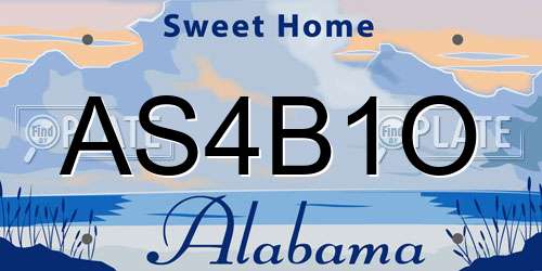 AS4B1O Alabama License Plate