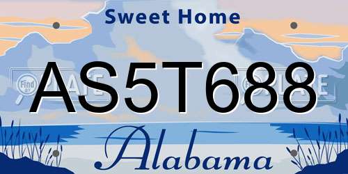 AS5T688 Alabama License Plate