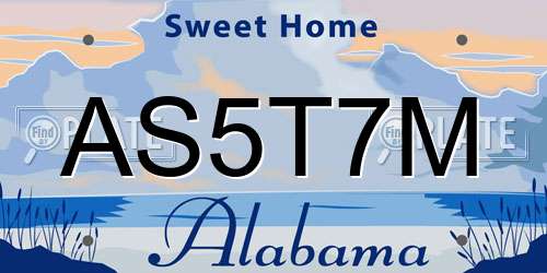 AS5T7M Alabama License Plate