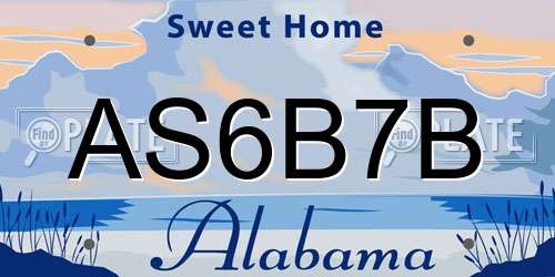 AS6B7B Alabama License Plate