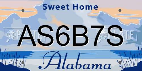 AS6B7S Alabama License Plate