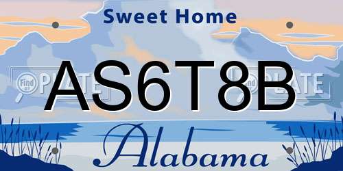 AS6T8B Alabama License Plate