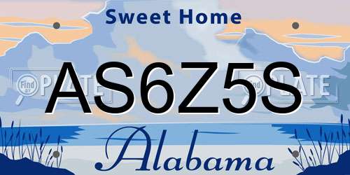 AS6Z5S Alabama License Plate