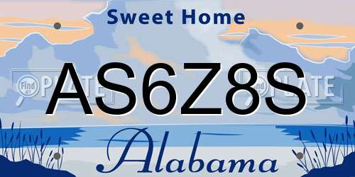 AS6Z8S Alabama License Plate