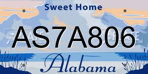 AS7A806 Alabama License Plate