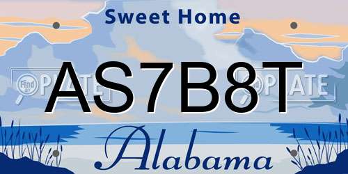 AS7B8T Alabama License Plate