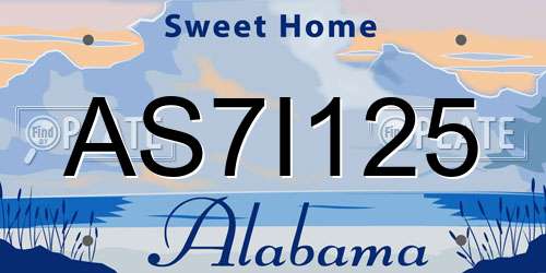 AS7I125 Alabama License Plate