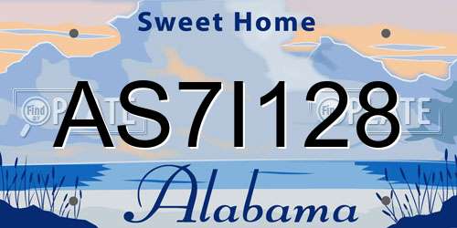 AS7I128 Alabama License Plate