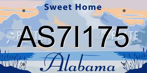 AS7I175 Alabama License Plate