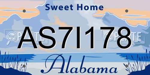AS7I178 Alabama License Plate
