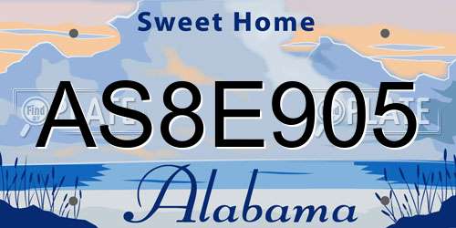 AS8E905 Alabama License Plate