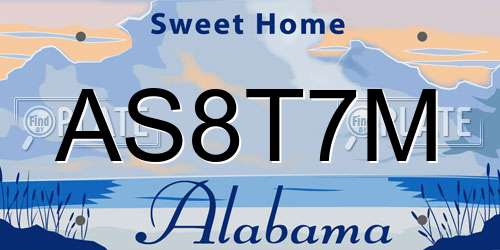 AS8T7M Alabama License Plate