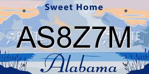 AS8Z7M Alabama License Plate