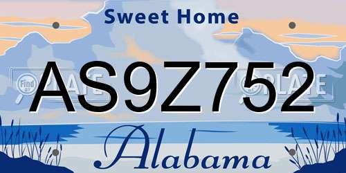 AS9Z752 Alabama License Plate