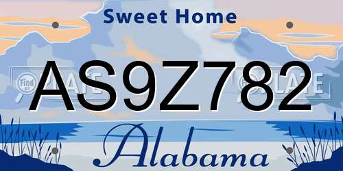 AS9Z782 Alabama License Plate