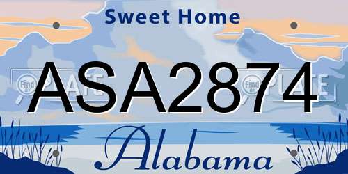ASA2874 Alabama License Plate
