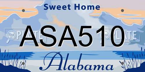 ASA510 Alabama License Plate
