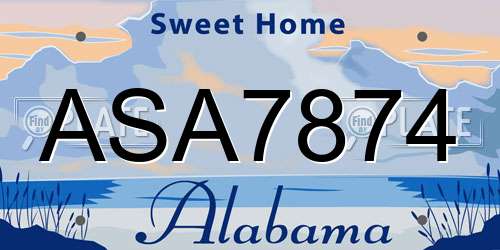 ASA7874 Alabama License Plate