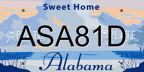 ASA81D Alabama License Plate