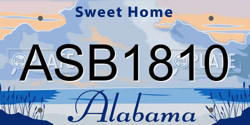 ASB1810 Alabama License Plate